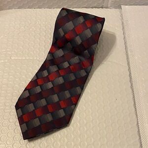 Van Heusen Red and Gray Checkered Tie